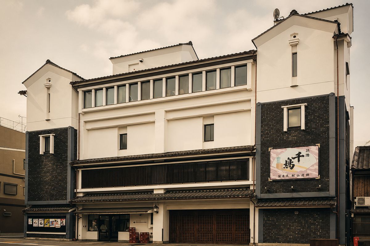 村山造酢の店構え。「千鳥酢」の看板