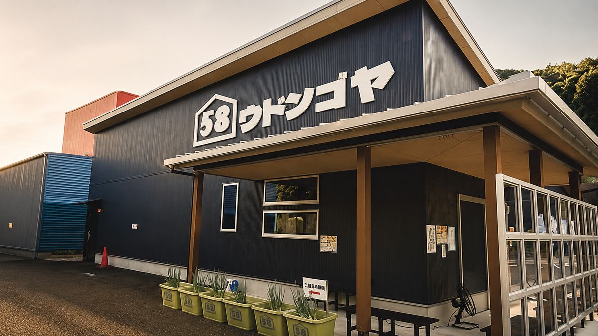ウドンゴヤの店構え。南丹工場に隣接する直営店